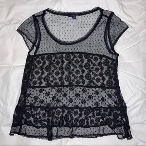 American Eagle black lace top